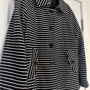 Nine West Women's Black and White Striped Swing Jacket
